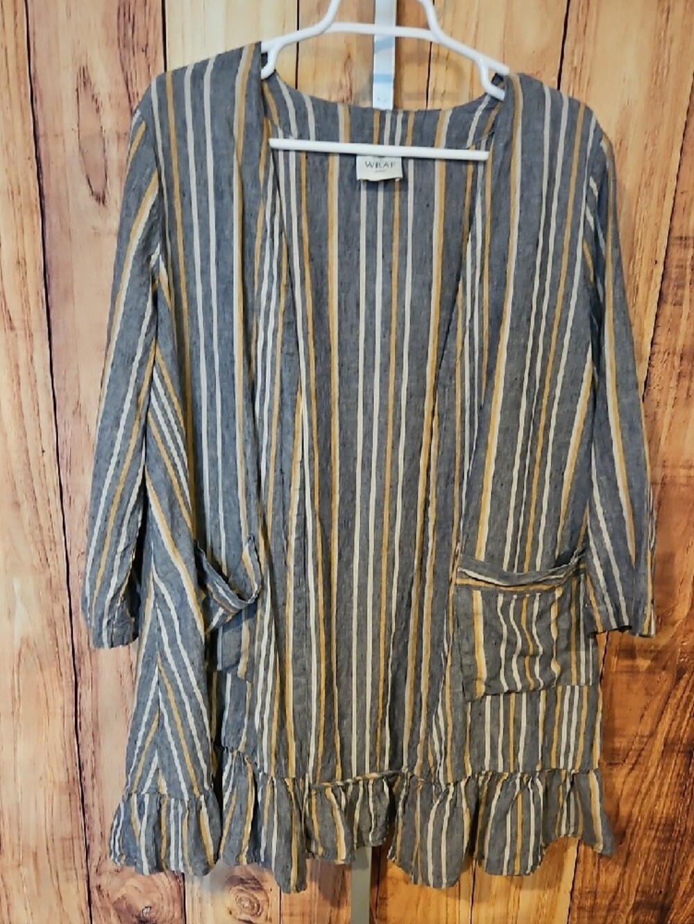 WRAP Striped Linen Open Cardigan